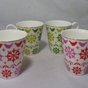 4 Kate Spade Lenox Holly Heights Mugs ~ 2 Green & 2 Pink New wo Tags
